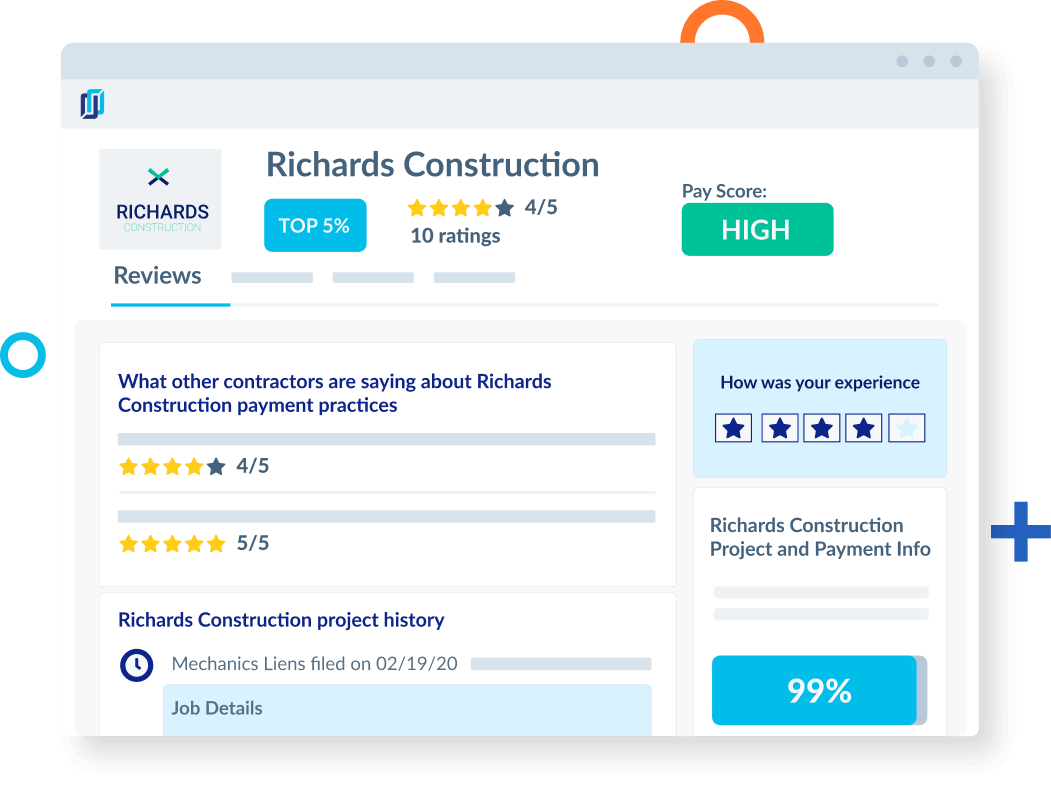Payment Profiles show project and payment history, reviews, and allows you to share your own experiences with others